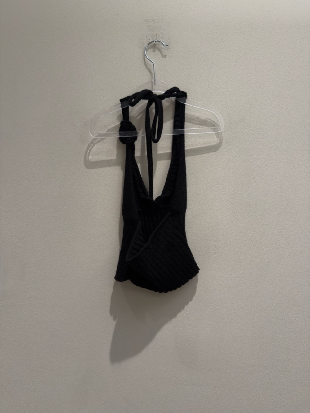 Guizio - Knit Halter Top Black With A Flower Y2-K Size Small Women’s View 4